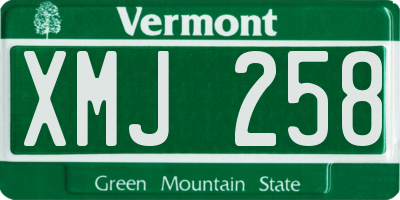 VT license plate XMJ258