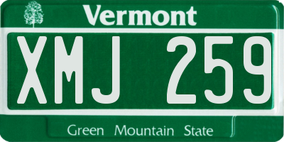 VT license plate XMJ259