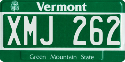VT license plate XMJ262