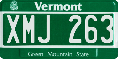 VT license plate XMJ263
