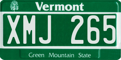 VT license plate XMJ265
