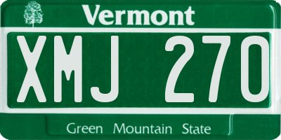 VT license plate XMJ270