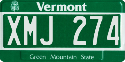 VT license plate XMJ274