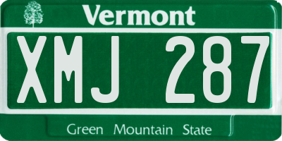 VT license plate XMJ287