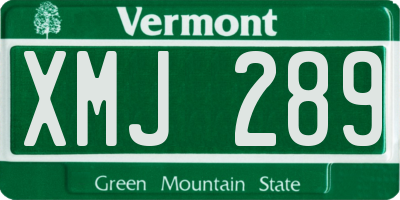 VT license plate XMJ289