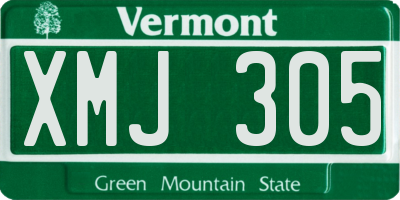 VT license plate XMJ305