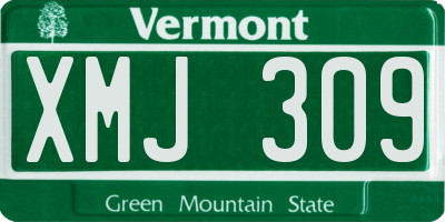 VT license plate XMJ309