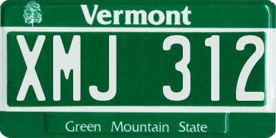 VT license plate XMJ312