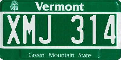 VT license plate XMJ314