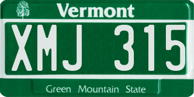 VT license plate XMJ315