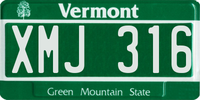 VT license plate XMJ316