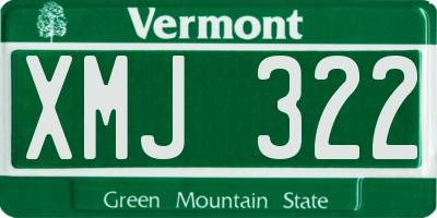 VT license plate XMJ322