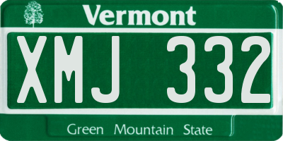 VT license plate XMJ332