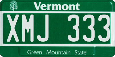 VT license plate XMJ333