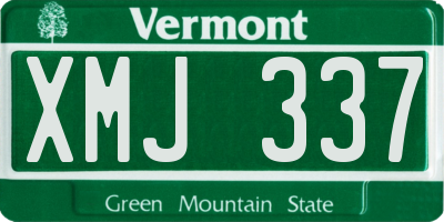 VT license plate XMJ337