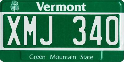VT license plate XMJ340