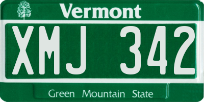 VT license plate XMJ342