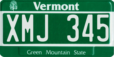 VT license plate XMJ345