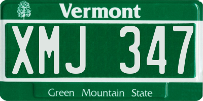 VT license plate XMJ347