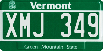 VT license plate XMJ349