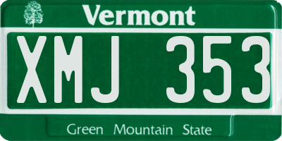 VT license plate XMJ353