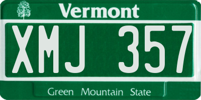 VT license plate XMJ357