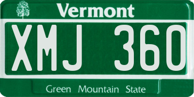 VT license plate XMJ360