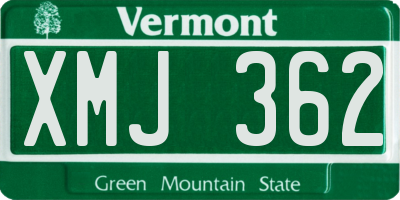 VT license plate XMJ362