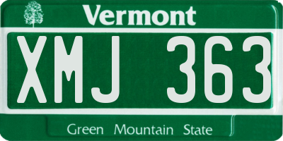 VT license plate XMJ363