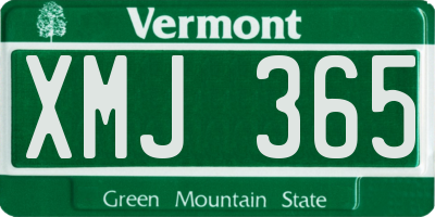 VT license plate XMJ365