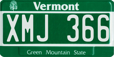 VT license plate XMJ366