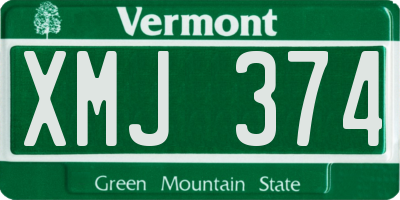VT license plate XMJ374