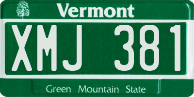 VT license plate XMJ381