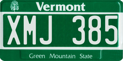 VT license plate XMJ385