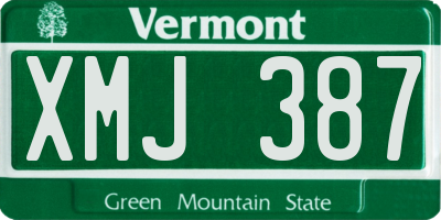 VT license plate XMJ387