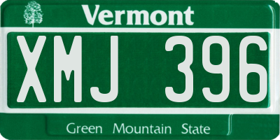 VT license plate XMJ396