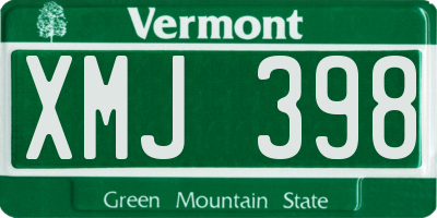 VT license plate XMJ398