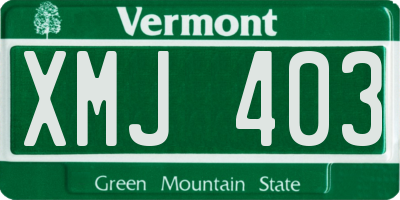 VT license plate XMJ403