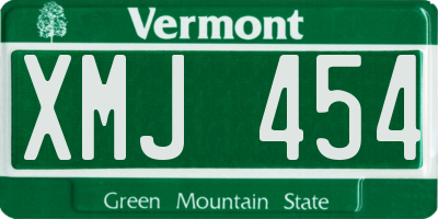 VT license plate XMJ454