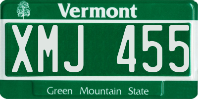 VT license plate XMJ455