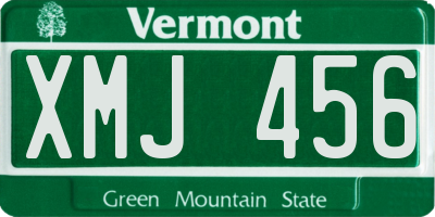VT license plate XMJ456