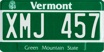 VT license plate XMJ457