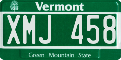 VT license plate XMJ458