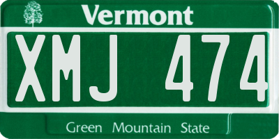 VT license plate XMJ474