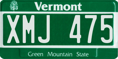 VT license plate XMJ475