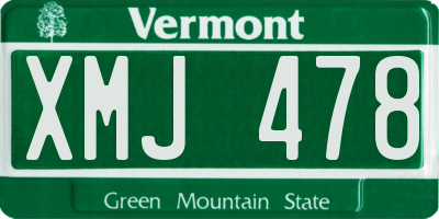 VT license plate XMJ478