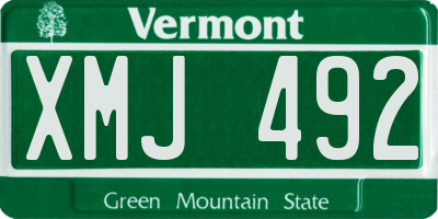 VT license plate XMJ492