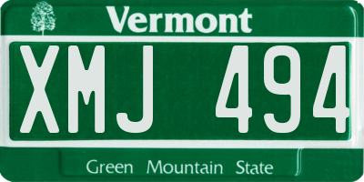 VT license plate XMJ494