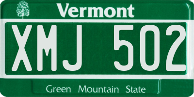 VT license plate XMJ502