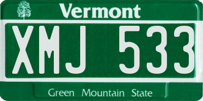 VT license plate XMJ533
